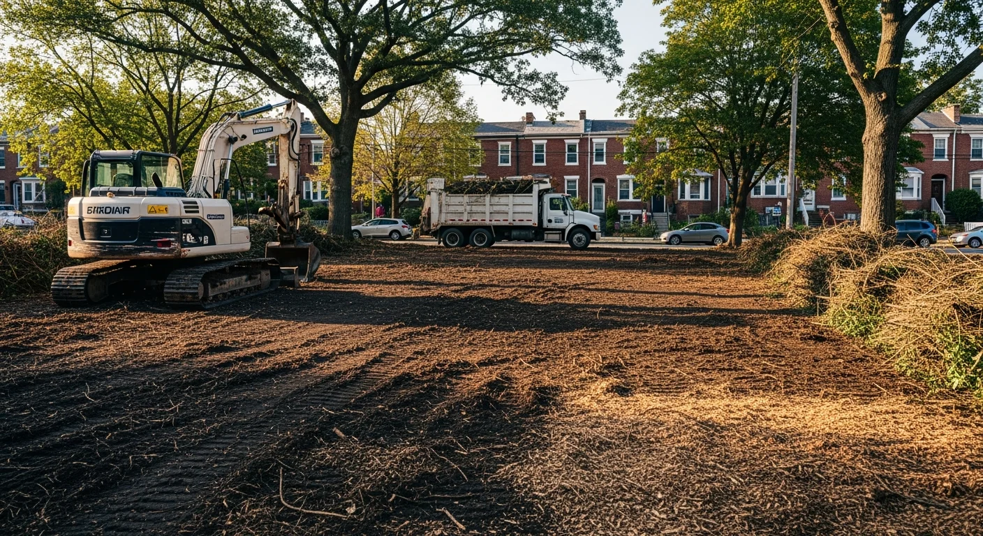 Cleared residential lot ready for landscaping or construction