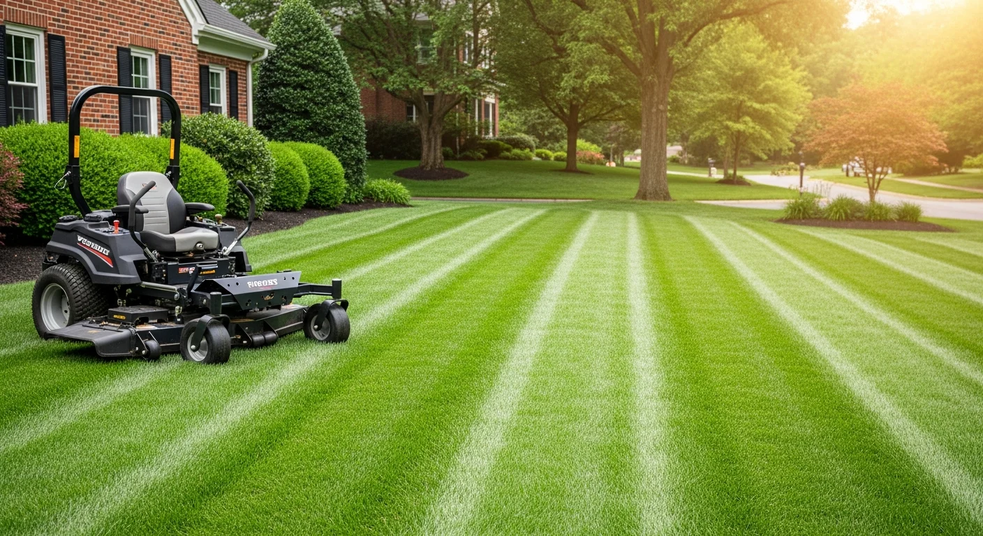 Well-maintained residential lawn after professional mowing